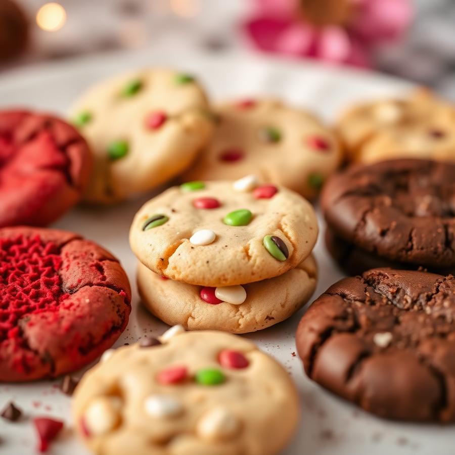 Variedade de sabores de cookies